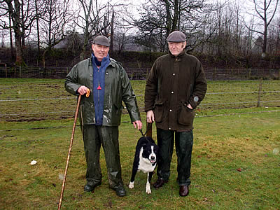 Top Price Dog of 3000gns (£3150) at Moffat L to R Brian Strachan, Sweep, Tom Blackloch (Purchaser)