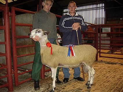 Champion Leicester shown with owner Ian Aitchison and Judge John Nicholson
