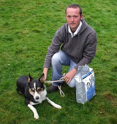 Top price Dog ‘Mac’ with his new owner D Leslie